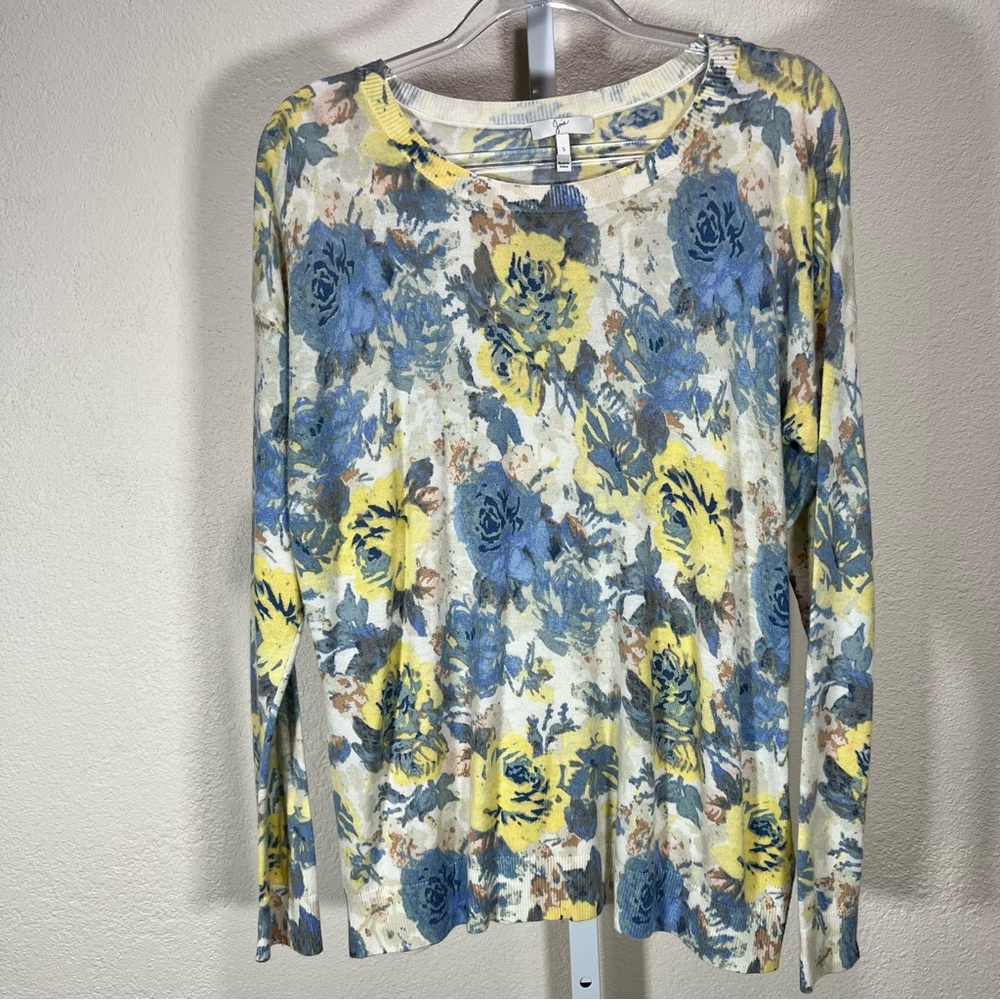Joie Floral Print Cottagecore Plush and Cozy Pullover Crewneck Sweater Size S